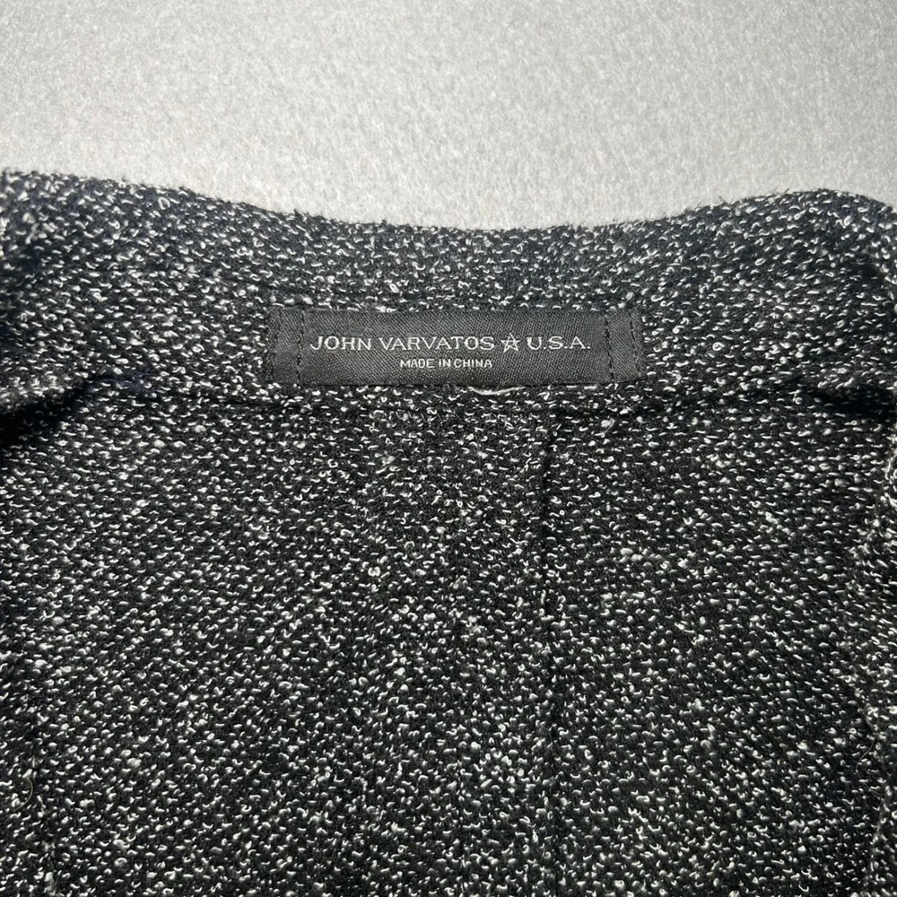 John Varvatos Blazer Mens 42 Black White Knit Salt Pepper 2 Button Sport Coat